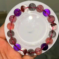 11.2mm Natural Super Seven Red Lepidocrocite Quartz Bracelet Rutilated Clear Round Beads Crystal Women Men AAAAAAA
