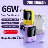 20000mAh Mini Power Bank 66W Super Fast Charging External Mobile Battery Camping Charger For iPhone Huawei Samsung Powerbank