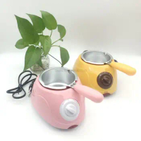 Home Electric Chocolate Fountain Fondue Singer Chocolate Melt Pot Yellow and Pink Melting Machine 8.5*5cm Inner Pot