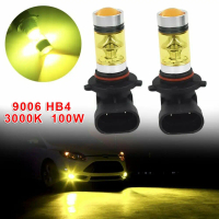 9006 HB4 3000K หลอดไฟ LED สีเหลือง, ชุดหลอดไฟขับรถหมอกสว่างสุด, 100W, 1 คู่