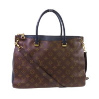 【二手名牌BRAND OFF】LOUIS VUITTON LV 路易威登 棕色 原花 帆布 Pallas MM 2Way  兩用包 金扣 M44042