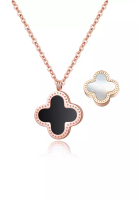 CELOVIS Adele幸運四葉草黑白吊墜項鍊