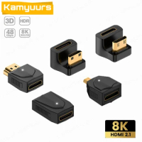 8K@60Hz/4K@120Hz Display Port to HDTV Adapter U shape Male to Female DP To HDM Adapter Converter For Computer Monitor Projector