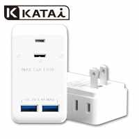 【Katai】2孔3插座雙USB埠MIT台灣製造電源轉接頭 / PU-23U2W