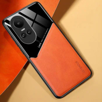 Luxury PU Leather Phone Case For OPPO Reno 10 Pro Reno10 Cover Car Holder Silicone Protection Case For OPPO Reno 10 Pro Plus 5G