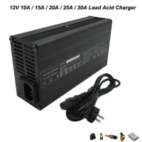 12V 10A 15A 20A 25A 30A Lead Acid Battery Smart Charger For 14.4V Electric Bike Scooter Wheelchair Energy Storage UPS Charger