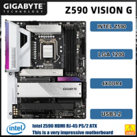 Intel Z590 Motherboard Gigabyte Z590 VISION G Motherboard LGA 1200 DDR4 128 GB M.2 USB 3.2 HDMI ATX support Core i5-10400F cpu
