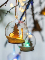 掬涵 玻璃雪球圣誕樹掛飾燈球吊飾水晶球擺件節日氣氛派對彩燈