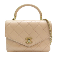 【二手名牌BRAND OFF】CHANEL 香奈兒 粉色 菱格紋牛皮 兩用包 無卡