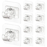 10PCS Self Adhesive Curtain Rod Holders No Drill Curtain Rods Brackets No Drilling Nail Free Adjustable Hooks -2