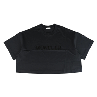 MONCLER 經典字母亮片LOGO棉質短版短袖T恤(女款/黑)