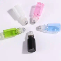 15pcs 1ML 2ML 3ML Mix Color Roll On Roller Bottle for Essential Oils Refillable Perfume Bottle Deodorant Containers with lid
