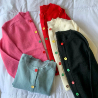Haide Cardi | Cardigan Rajut Premium Wanita Kancing Warna - Warni