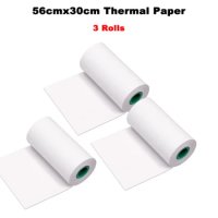 3 Rolls Long-Lasting Adhesive Sticker Labels Thermal Paper Roll 56*30mm BPA-Free Black Font for Peripage A6/A8/P6 Paperang P1/P2