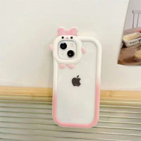 For iPhone 14 13 12 11 Pro Max Little Monster Gradient Silicone Phone Case For Apple 7 8 X XS XR Plus Transparent Back Cover