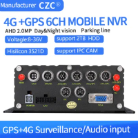 8-36VVehicle Taxi Bus DVR 6channel 8Channel HDD 1080P Mobile NVR Car DVR H.265 support 4G GPS SD Card 256G 2TB hdd