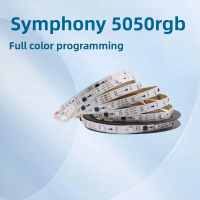 ไฟแถบ LED Symphony 5050RGB สีเต็มรูปแบบ โปรแกรม WS2811 ควบคุมด้วยรีโมทเดียว มีไฟสามดวง แรงดันไฟฟ้า 1