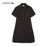 LACOSTE法國鱷魚女裝26夏季新款通勤休閒Polo領百褶連身裙|EF8839-3LA/皮革棕 32-款式1