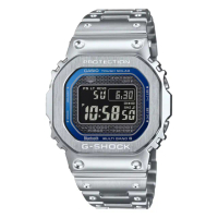 【CASIO 卡西歐】G-SHOCK 全金屬智慧太陽能藍芽電波錶 藍43.2mm(GMW-B5000D-2)