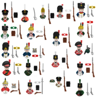 Napoleonic Wars Military Soldiers Building Blocks Sets WW2 MiniFigures French British Fusilier Rifles Bagpiper Weapons Kids Toys