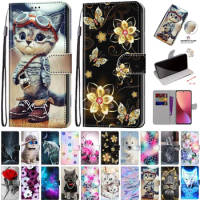 Colorful Painted Flip Leather Book Case For Samsung Galaxy S22 S23 FE S24 Plus Ultra 5G Stand Card Cover