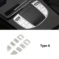 aimey ฝาครอบปุ่มสวิตช์มัลติมีเดียและแผงเกียร์กลางสำหรับรถยนต์ Benz C E V Class W205 W213 W447 GLC X2
