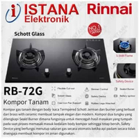 RINNAI KOMPOR GAS TANAM 2 TUNGKU KACA SCHOTT GLASS RB-72G