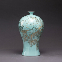 景德鎮陶瓷器名家手繪影青釉描金大花瓶客廳中式辦公室裝飾品擺件