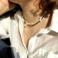 Bohemian Choker Millet Beaded Necklace Women Seven-color Pearl Plexiglass Clavicle Necklace