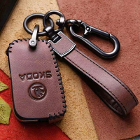 【優選百貨】Skoda 斯柯達 汽車 真皮 鑰匙套 KODIAQ OCTAVIA FABIA 鑰匙包 鑰匙皮套 鑰匙圈鑰匙套 鑰匙包