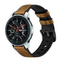 22mm 20mm Leather Strap +Silicone strap for Huawei watch 3/Samsung Galaxy watch/Active 2 Men/Women bracelet band for Amazfit GTR