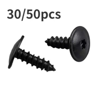 30/50 Pcs Car Door Screws Rivet Door Panel Nails Black Torx Screw Car Engine Under Cover Splash Guard Self-tapping