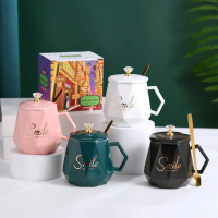 Set Hadiah Mug Senyuman, Reka Bentuk Elegan, Pad Pemanas, Beg Hari Tuah Galaxy, Sesuai untuk Hadiah 