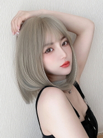 假發女短發網紅波波頭發型白金挑灰短發套造型圓臉發型全頭套式夏