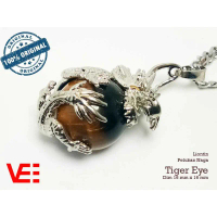 VeE Liontin Terapi Kesehatan Model Bulat Pelukan Naga Batu Tiger Eye moldavite necklace
