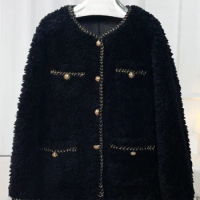 Haining 2024 Autumn/Winter New Lamb Plush Fur Coat for Women's Sheep Cutting Fleece Particle Fur Integrated Short Coat