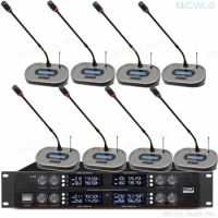 High-end Digital Wireless Microphone System 8 Desktop Conference Meeting Room Microphones System Mute Button