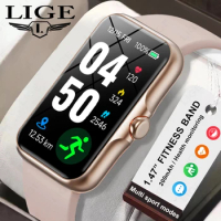 LIGE T54A Smart Watch Voice Calling 24H Health Monitor 100+ Sports Modes Waterproof Bracelet 1.47“ Bluetooth Display Smartwatch