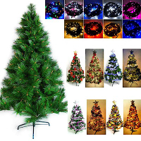 摩達客 10尺綠松針葉聖誕樹(飾品組+100LED燈6串+附控制器)
