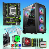 HUANANZHI Super Computer X79 Motherboard with 128G M.2 SSD Xeon E5 2680 V2 32G RAM 500W PSU GTX1050Ti 4G ATX PC Case Mouse&amp;Keybo