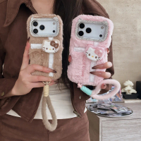 KT Diamond Frame Embroidery Gift Strip 3D KT Plush Case for iPhone 13/14 Fashion Phone Case Korean S