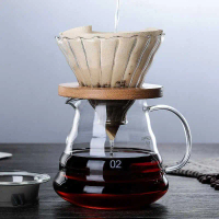 Filter Penyaring Kopi V60 Coffee Filter Wooden Bracket Alat Kaca