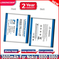 LOSONCOER 3600mAh BP-5X BP-6X Battery For Nokia 8800 8860 8800 Sirocco N73i 8801 886 8800s Battery