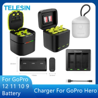 TELESIN Portable Battery Charger Fast Charging for GoPro Hero12 Battery GoPro Hero 12 11 10 9 Black Action Camera Accessories