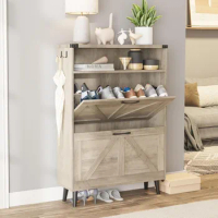Shoe Cabinet with 2 Flip Drawers,Shoe Storage Cabinet for Entryway,Freestanding Shoe Cabinet Organizer