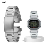 Modified stainless steel steel watchband For Casio G-SHOCK DW5600/M5610/GW5610/GMW-B5000/GW-B5600/GA2100/GA2110/ Men's strap