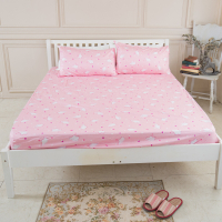 米夢家居-台灣製造-100%精梳純棉雙人5尺床包三件組-北極熊粉紅