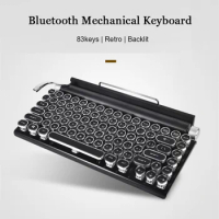 Retro Wireless Bluetooth Keyboard Gaming Mechanical Keyboard Typewriter RGB Backlit Gamer Keyboard For iPad Laptop PC Phone