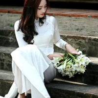 Ao Dai Vietnam Dress Flowing Skirt Aodai Dress Vietnam Clothing Vietnamese Ao Dai Long Slim Cheongsam Aozai