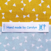 300pcs Personalized Fabric satin sew in handmade label Printed text logo washing labels Washable fold over clothing Care tags